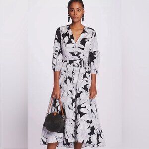 Maeve by Anthropologie Floral Puff-Sleeved Midi Dress Size 2